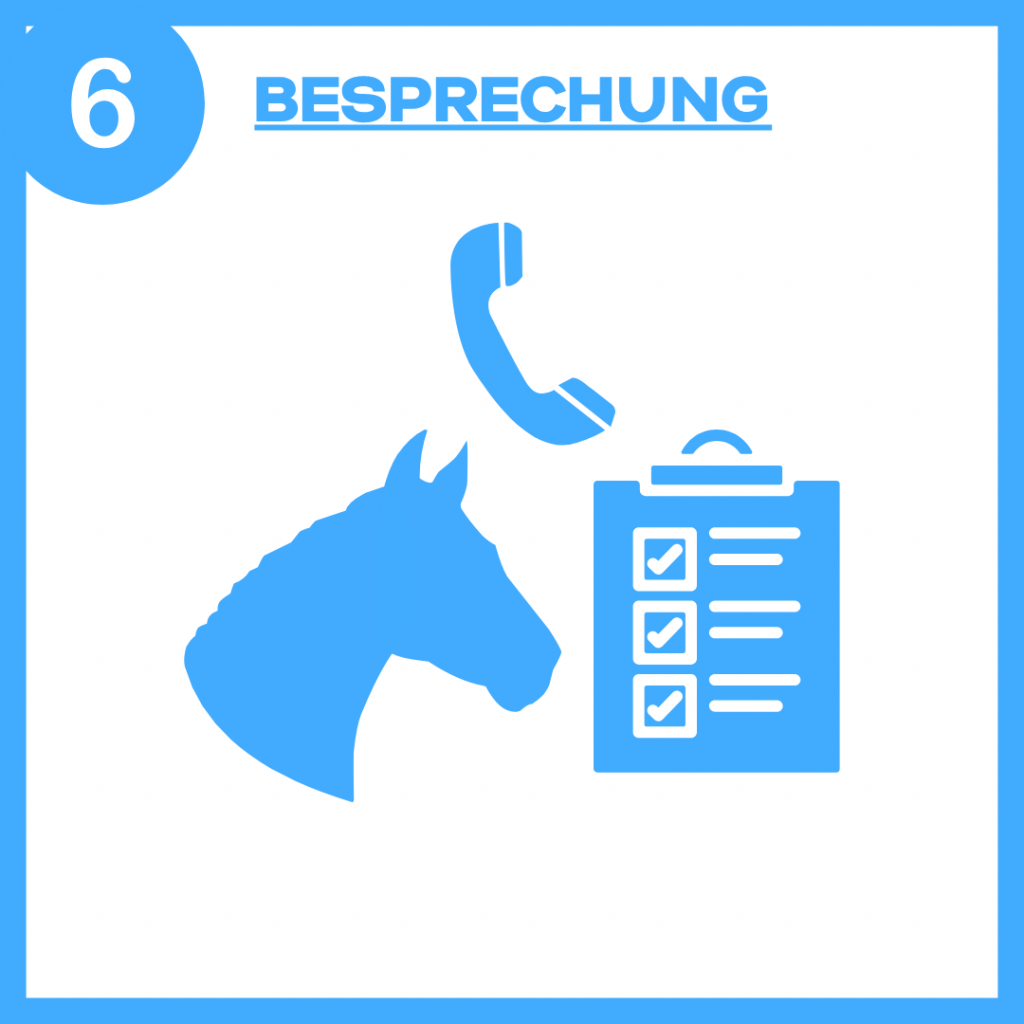 Besprechung: Pferd, Klemmbrett, Telefon